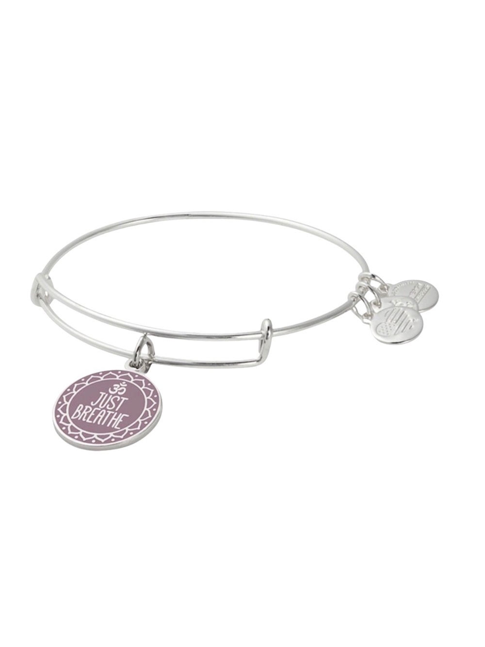 Alex and Ani “Just Breathe” Charm Bangle Bracelet - Silver & Purple